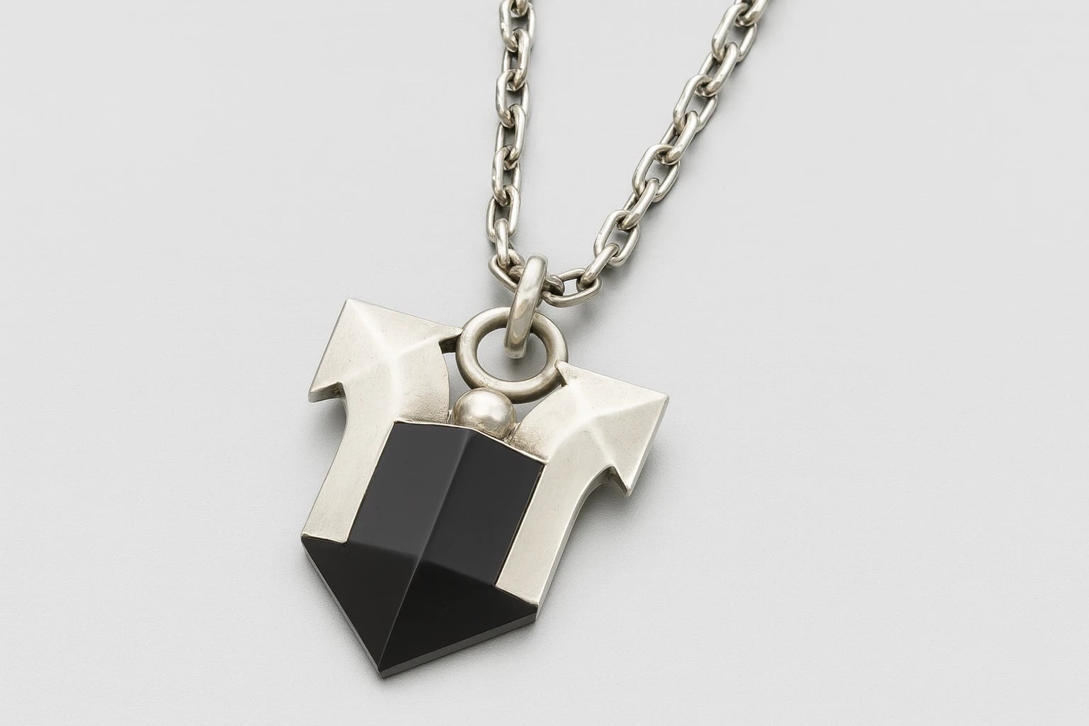 William Spratling Obsidian and Silver Arrow Necklace