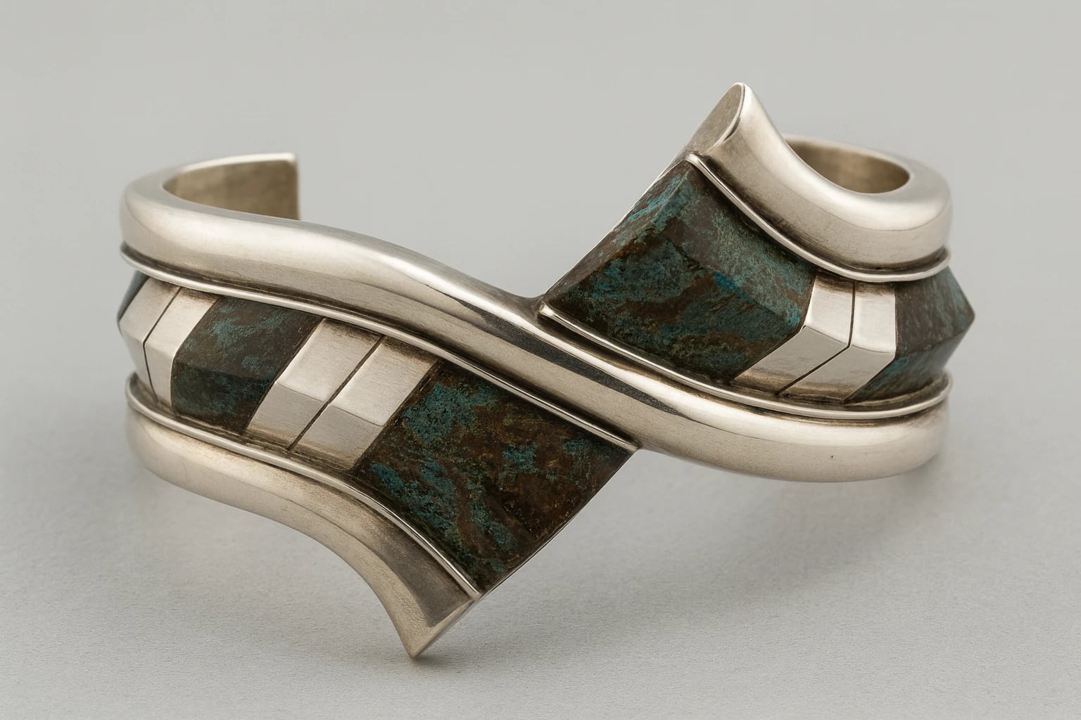 William Spratling Cuff Bracelet with Azur Malachite Matrix