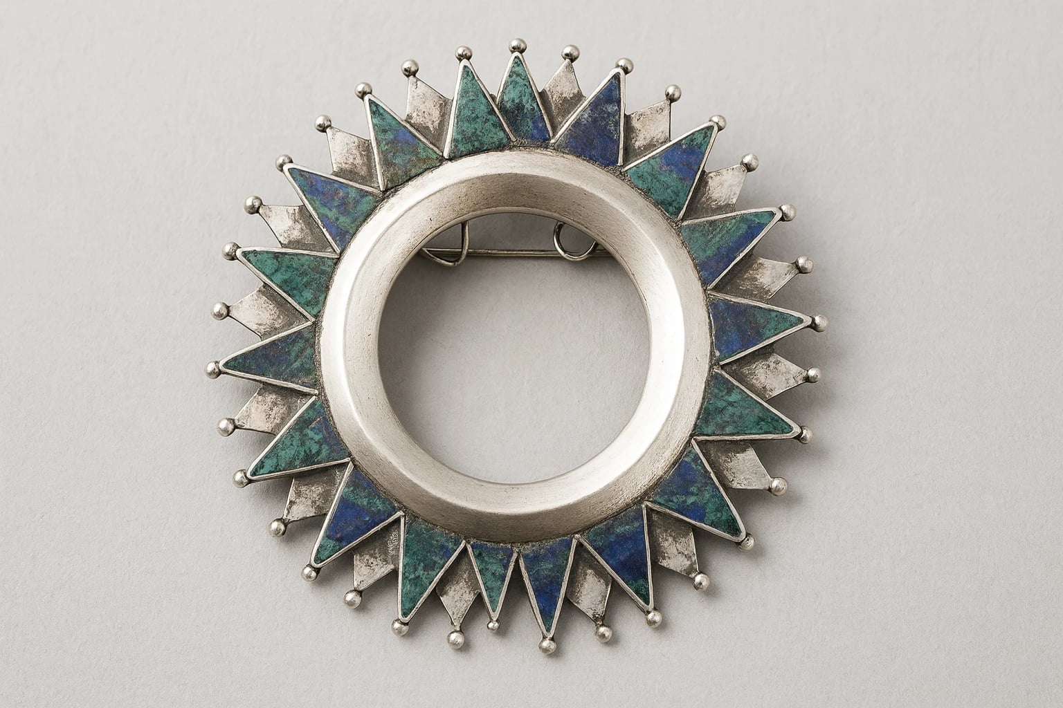 William Spratling Azur Malachite Circle Brooch