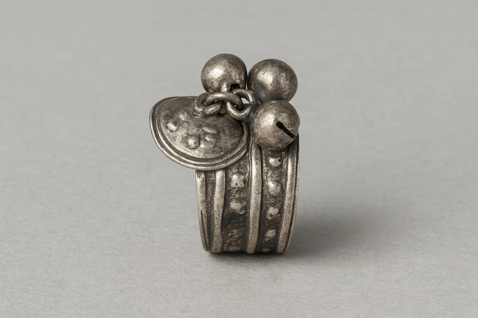 William Spratling Wide Band Ring with Three Cascabels