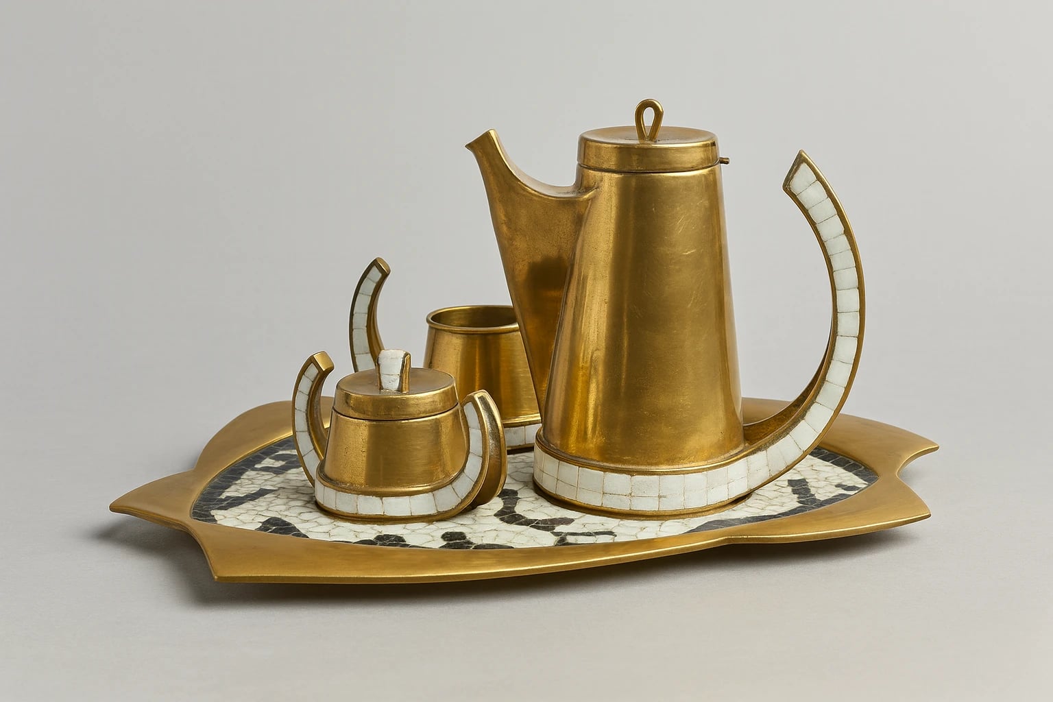 Salvador Terán Black and White Mosaic Coffee Service