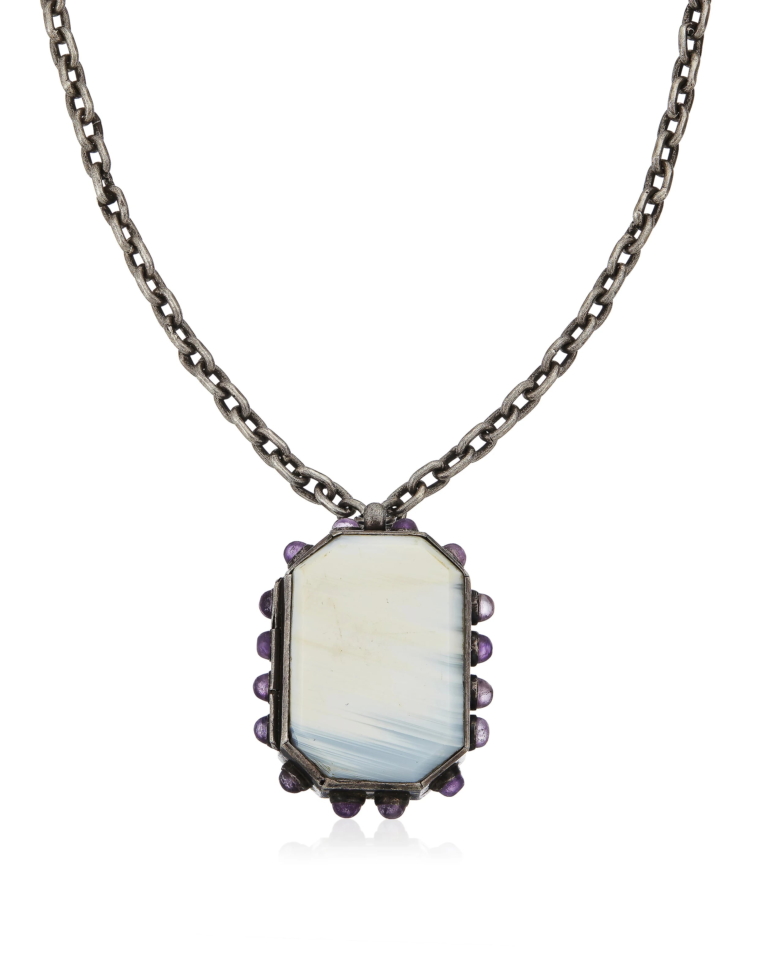 William Spratling Agate and Amethyst Locket Necklace