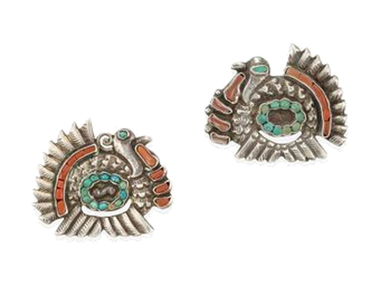MATL (Matilde Poulat) Turkey Earrings with Turquoise and Coral